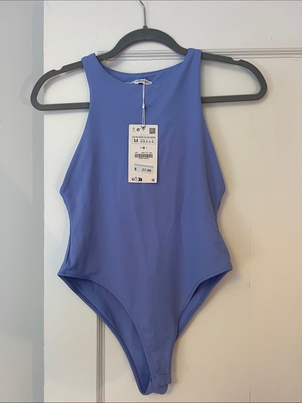 Zara Periwinkle Blue High-Neck Bodysuit